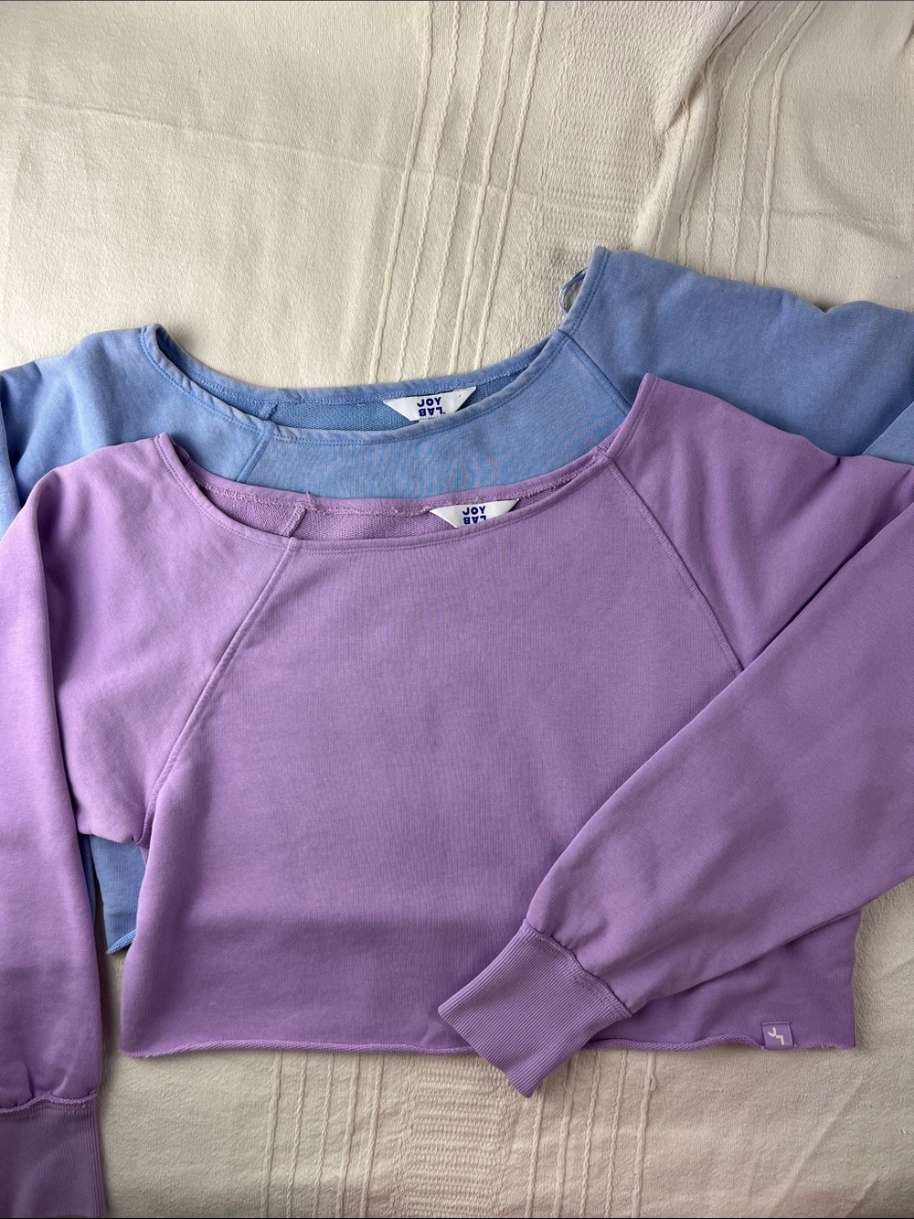 JoyLab **BUNDLE of 2** Cropped Crewnecks in Lavender and Periwinkle